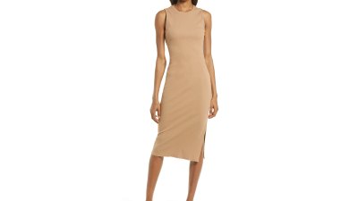 Treasure & Bond Rib Cutout Cotton Stretch Midi Dress