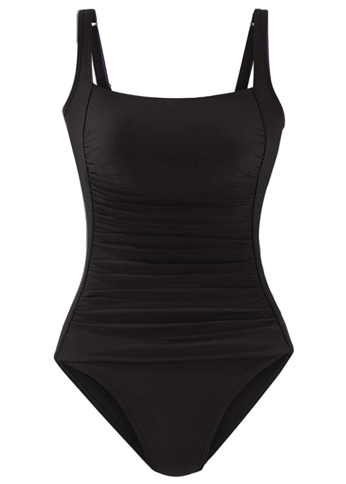 Upopby Women's Vintage Padded Push-up One Piece Tummy Control Swimsuit