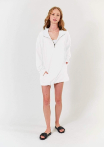 Abby Windbreaker Hoodie Dress – White
