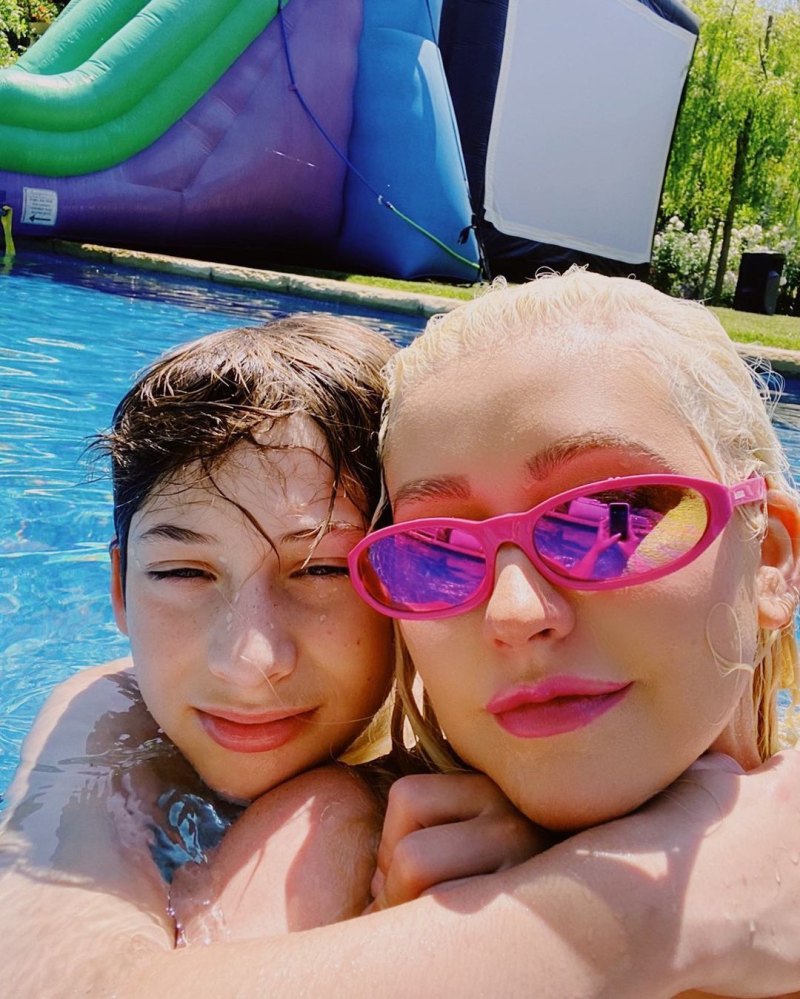 Christina Aguilera and Jordan Bratmans Family Album With Kids Going for a Swim