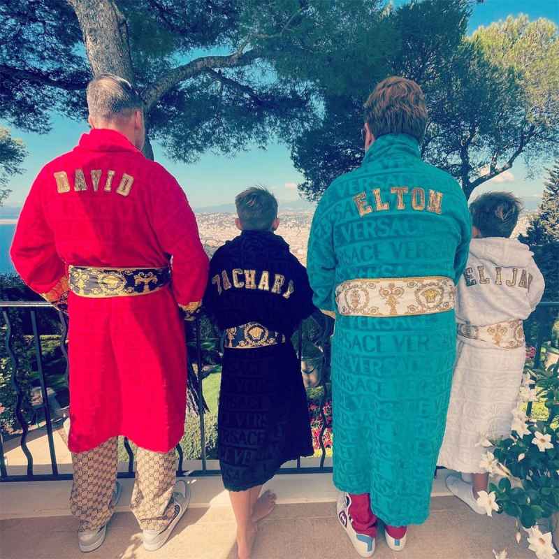 Elton John David Furnish Rock Matching Versace Robes With Sons