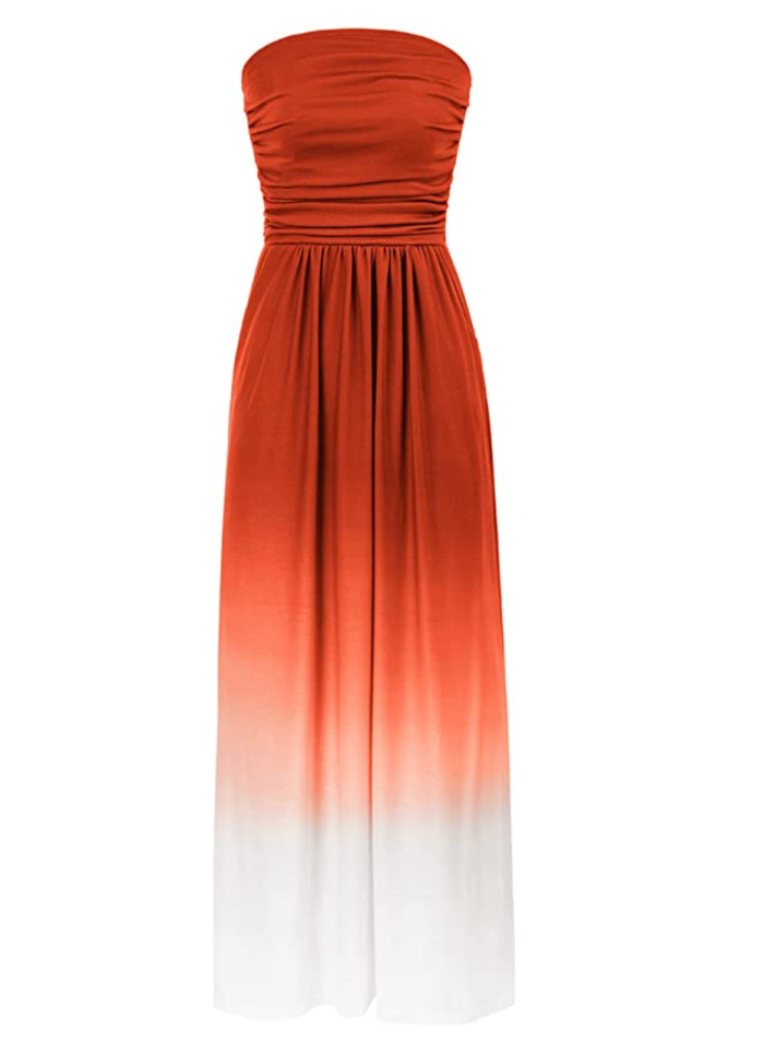 GRACE KARIN Women's Casual Long Ruched Maxi Dress Strapless