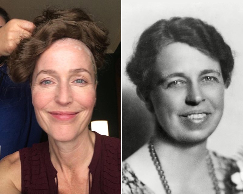 That Wig! Gillian Anderson Gets Into Character as Eleanor Roosevelt