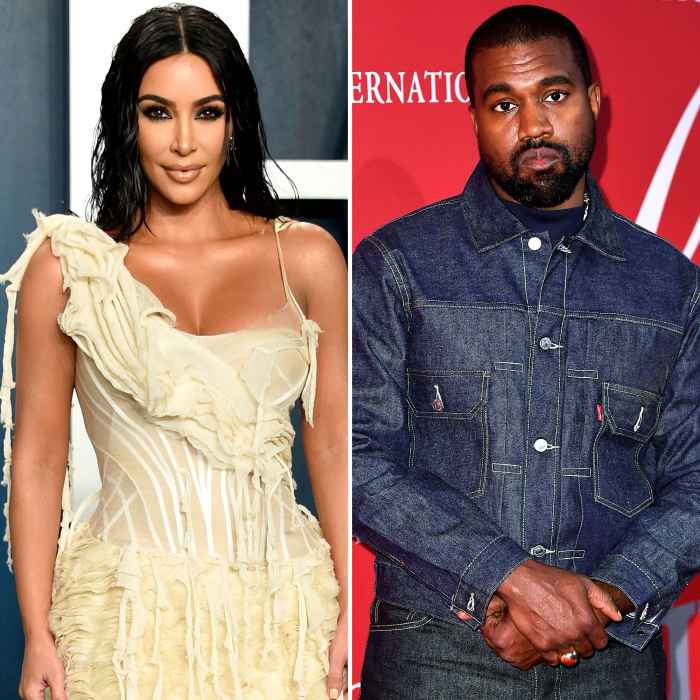 Kim Kardashian Thanks Kanye for Teaching Her the 'Best' Lesson Before Split tan dress denim jacket and pants