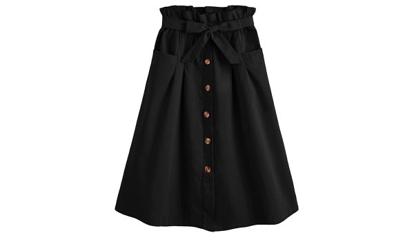 SweatyRocks Women's Casual High Waist Pleated A-Line Midi Skirt