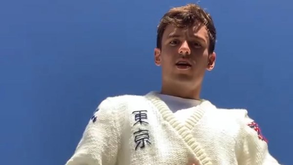 Tom Daley Finishes Knitting His Olympic Cardigan