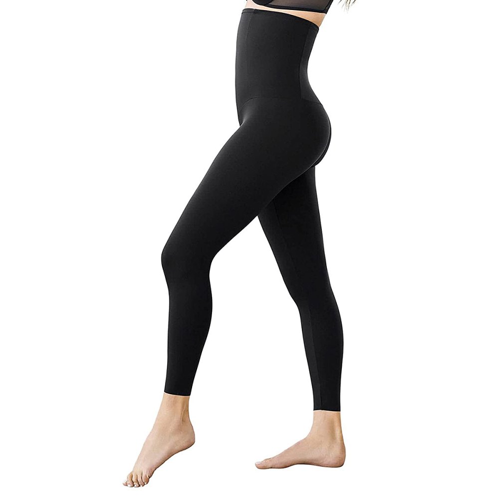 Womens Shapewear Leggings High Waist Footless Tights Tummy  Control Butt Lift Thigh Slimmer Compression Pants Black