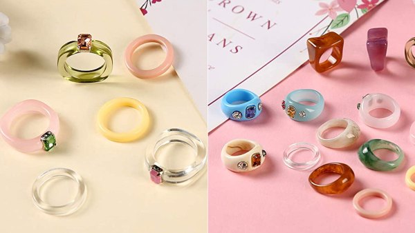 AIDSOTOU 20 Pcs Resin Acrylic Cute Trendy Ring Set