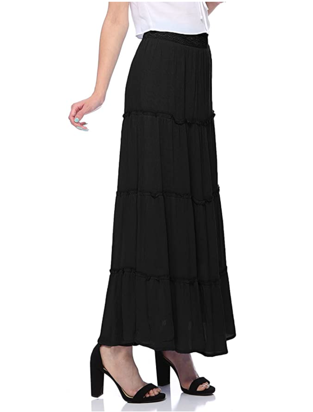 Anna-Kaci Women's Bohemian Long Elastic Waist A-Line Maxi Skirt