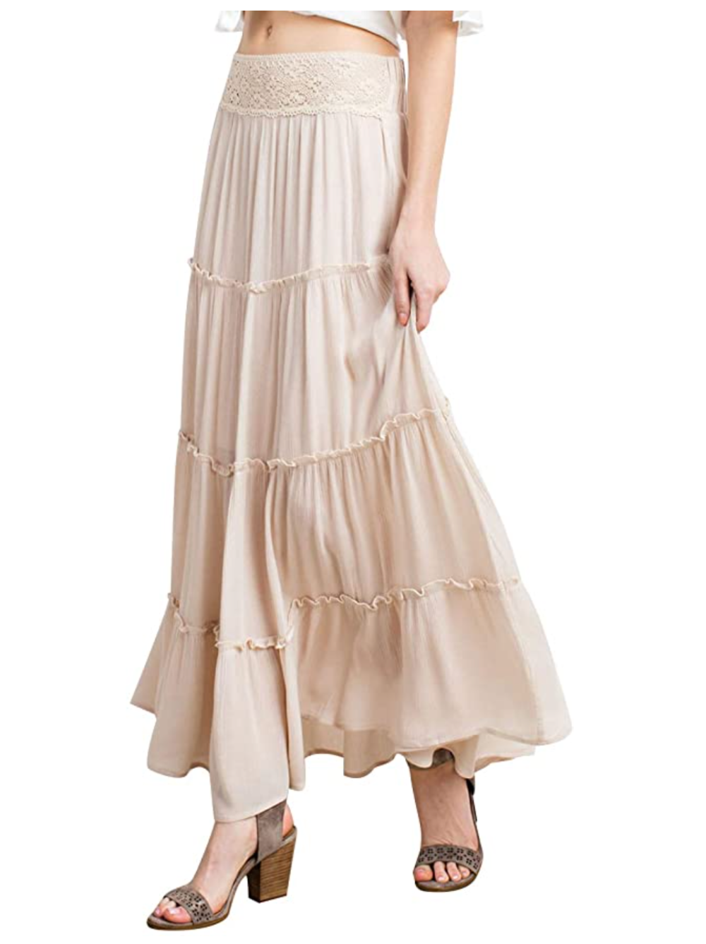 Anna-Kaci Women's Bohemian Long Elastic Waist A-Line Maxi Skirt