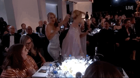 Beth Behrs and Beanie Feldstein at the 2021 Emmys