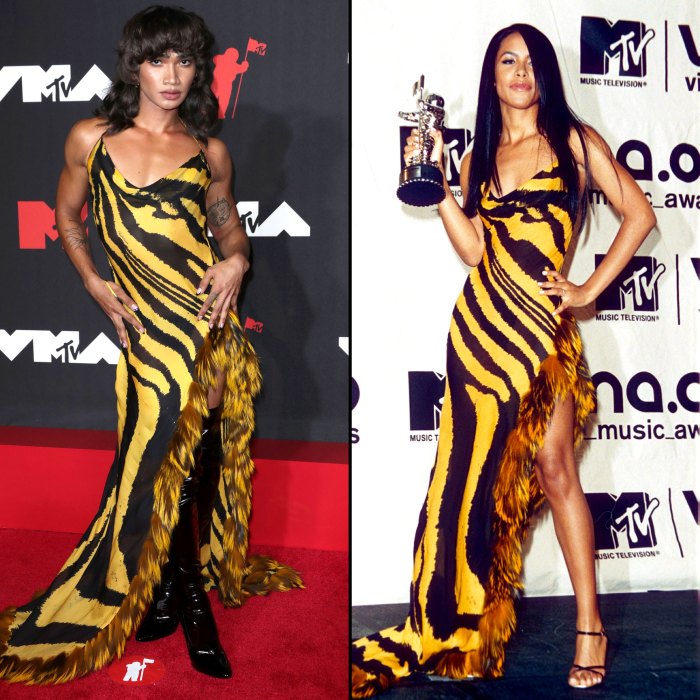Bretman Rock Wears Same Zebra-Print Dress to 2021 VMAs That Aaliyah Wore in 2001 2021 VMAs