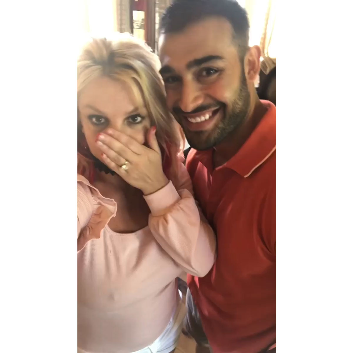 Britney Spears and Sam Asghari Engaged Ring Instagram 04 05