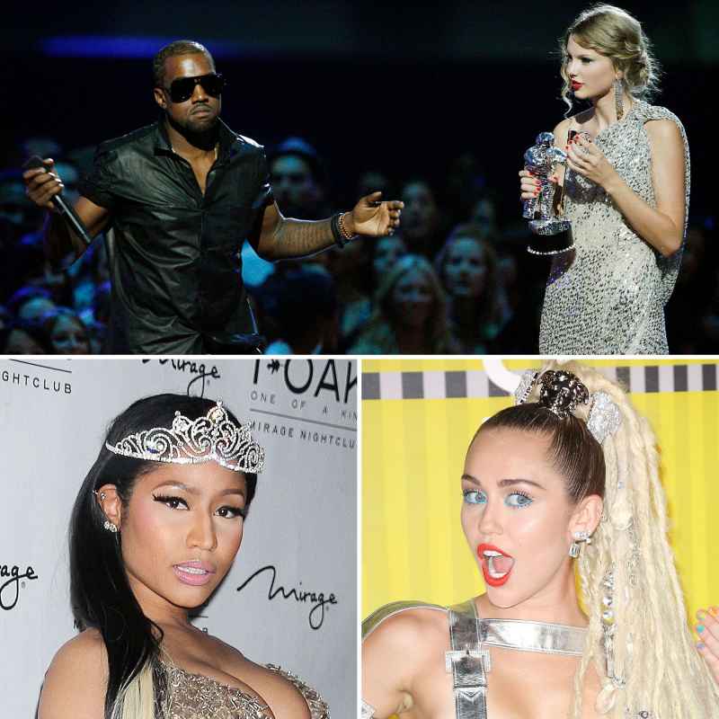 Celeb Feuds That Played Out VMAs Kanye West Taylor Swift Nicki Minaj Miley Cyrus