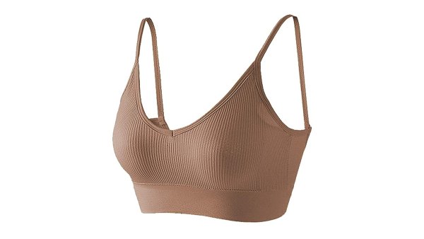 JUST BEHAVIOR Low Back V Neck Ribbed Bralette