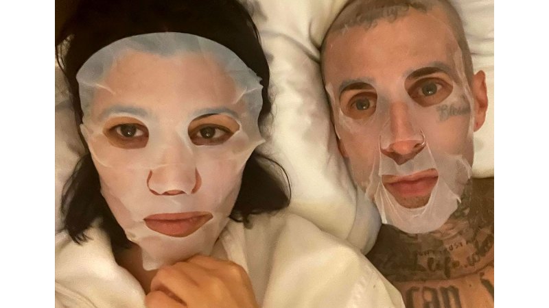 Kourtney Kardashian and Travis Barkers Relationship Timeline September 2021 Face Mask