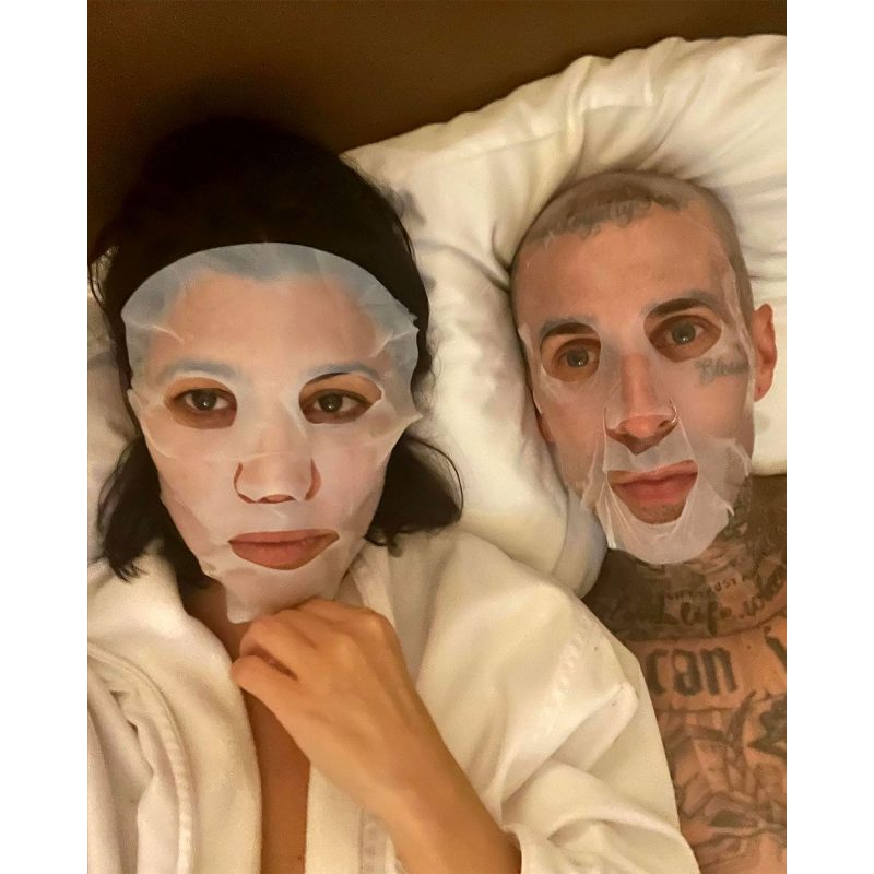 Kourtney Kardashian and Travis Barker's Relationship Timeline September 2021 Face Mask