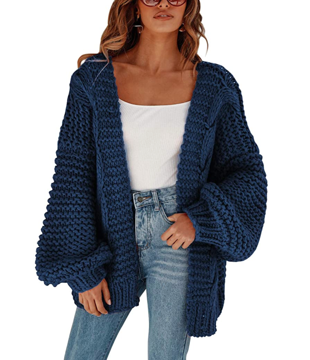 MEROKEETY Women's Open Front Oversized Chunky Cable Knit Sweater