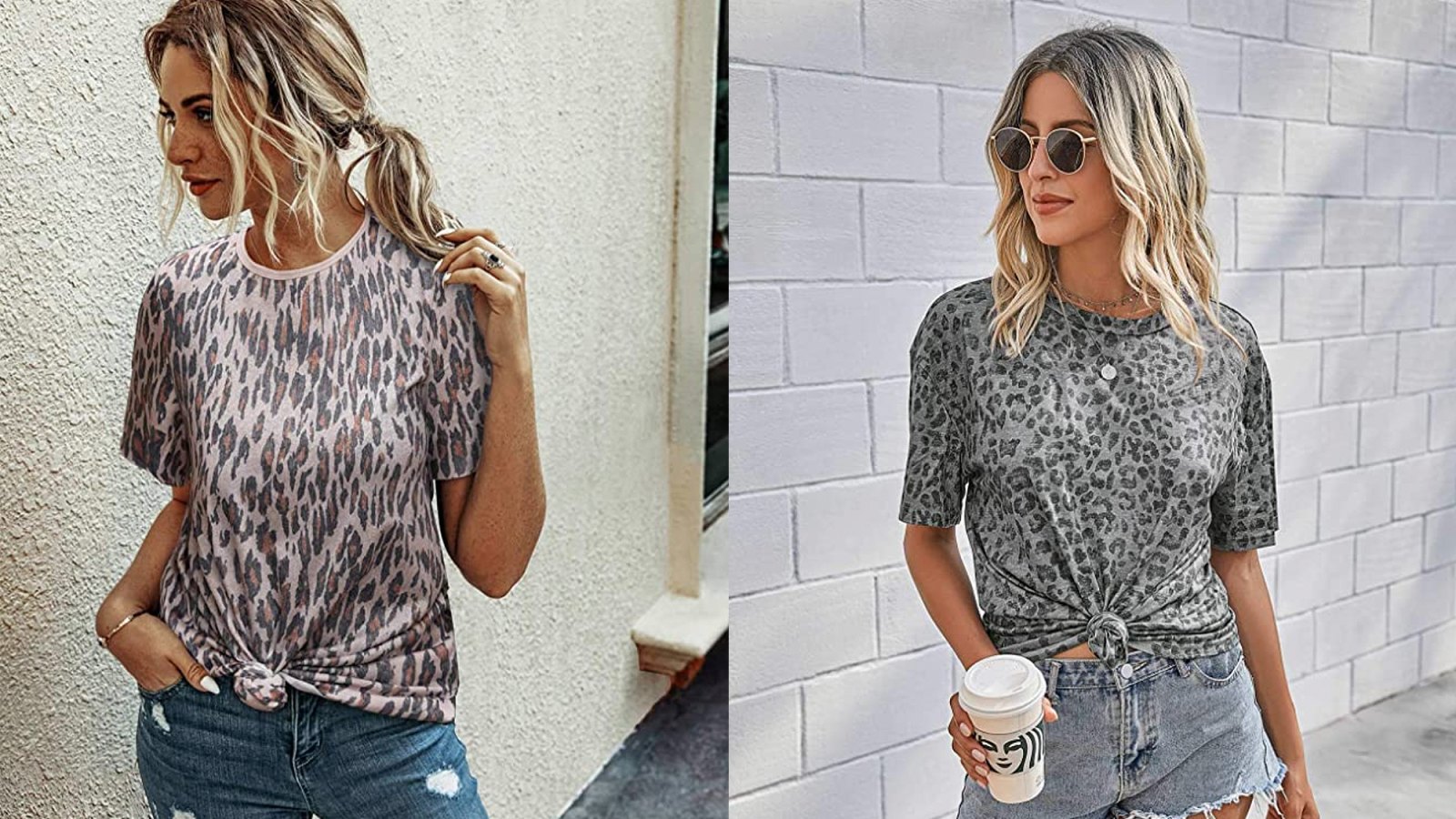 SweatyRocks Women's Leopard Print Short Sleeve Round Neck T-Shirt