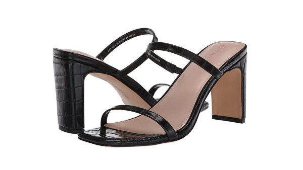 The Drop Women's Avery Square Toe Two Strap High Heeled Sandal