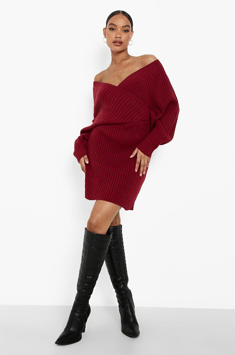 boohoo-fall-outfits-sweaterdress