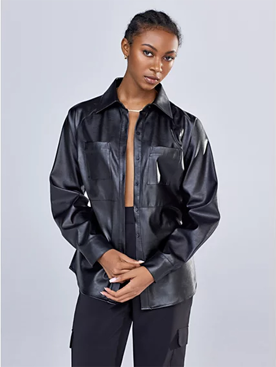 gabrielle-union-new-york-and-company-faux-leather-shirt