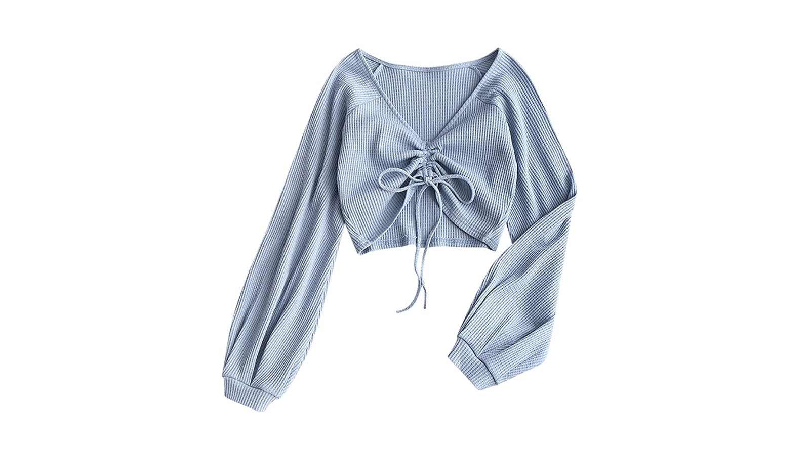 ZAFUL Long-Sleeve Knot Front Crop Top