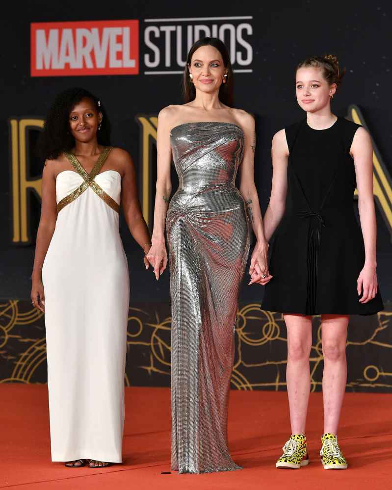 Angelina Jolie Brings Zahara and Shiloh to Eternals Premiere in Rome 01