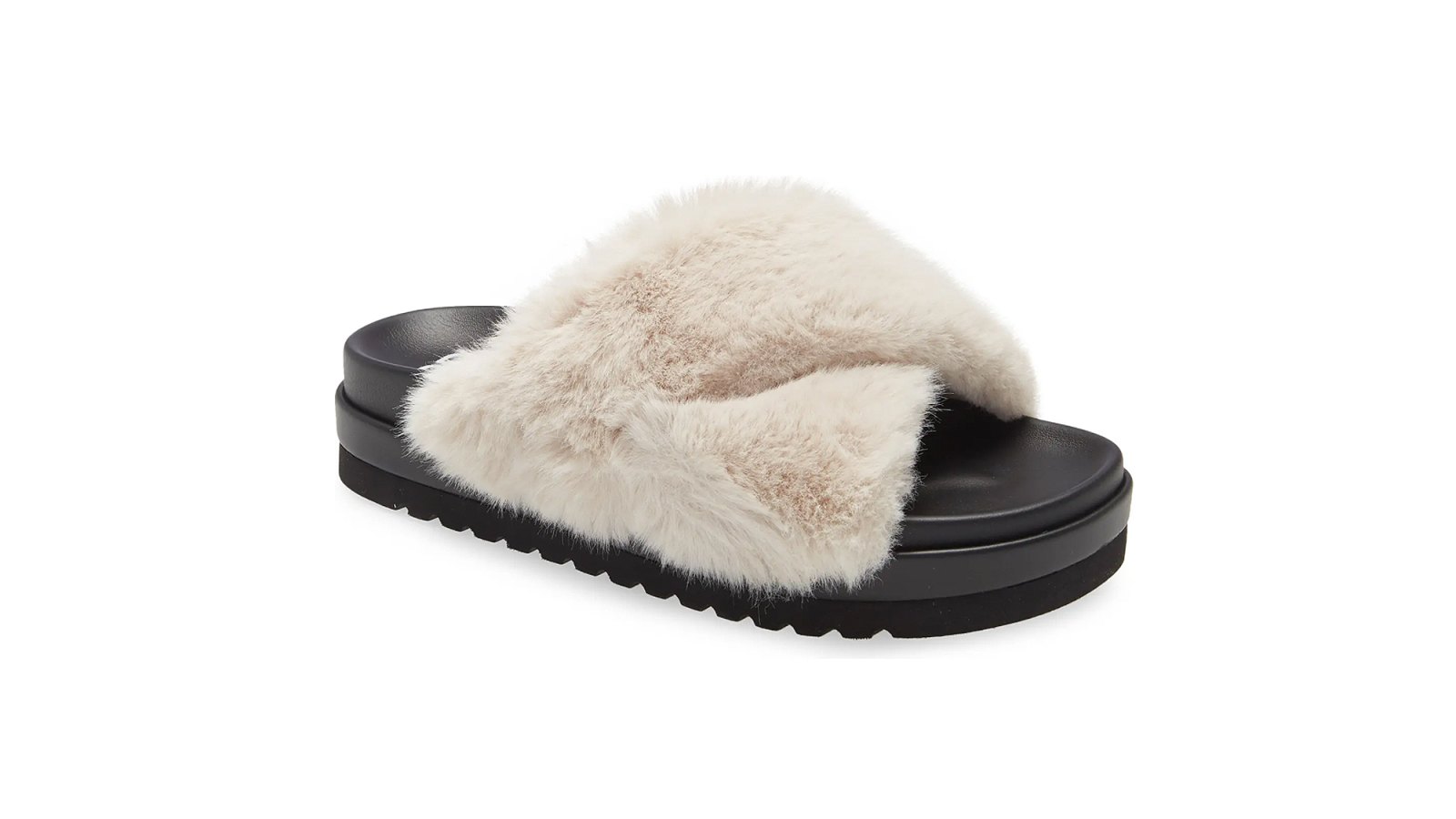 BP. Zoe Cross Band Faux Fur Slide Sandal