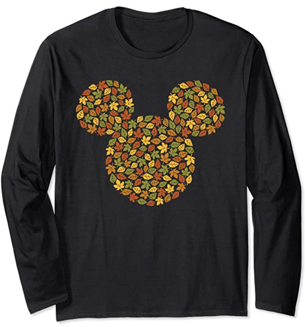 Disney Mickey Mouse Icon Autumn Fall Leaves Long Sleeve T-Shirt
