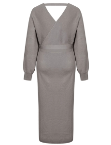 Fixmatti Women's Elegant V Neck Wrap Knit Dress