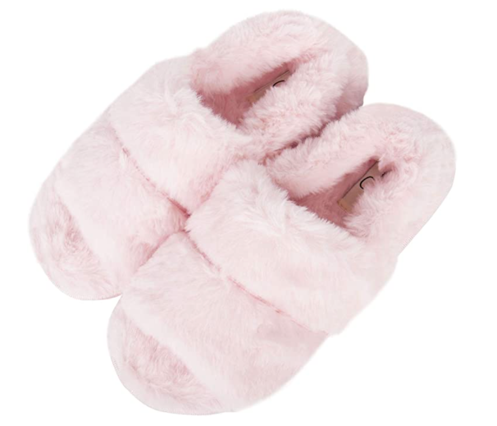 Jessica Simpson Women's Plush Faux Fur Fuzzy Slide Slipper