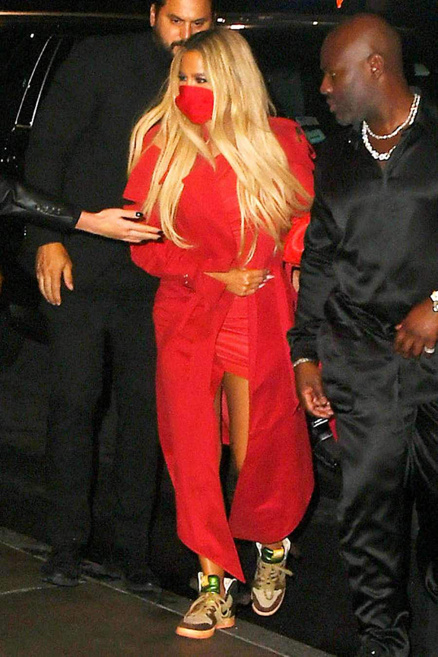 Khloe Kardashian Looks Red Hot in LaQuan Smith Dress