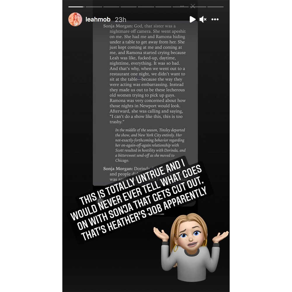 Leah McSweeney Accuses Sonja Morgan of &lsquo;Talking Mad S--t&rsquo; in New Book