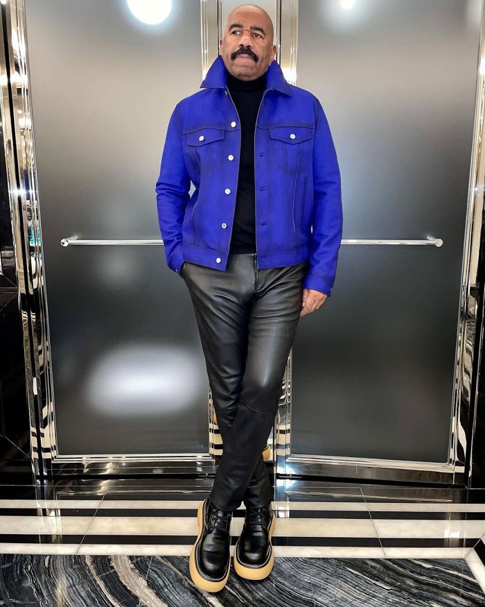 Leather Pants Metallic Suits The Internet Is Losing It Over Steve Harvey’s New Wardrobe