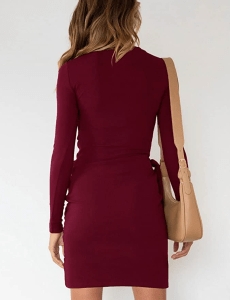 MEROKEETY Women's Long Sleeve Tie Waist Mini Dress