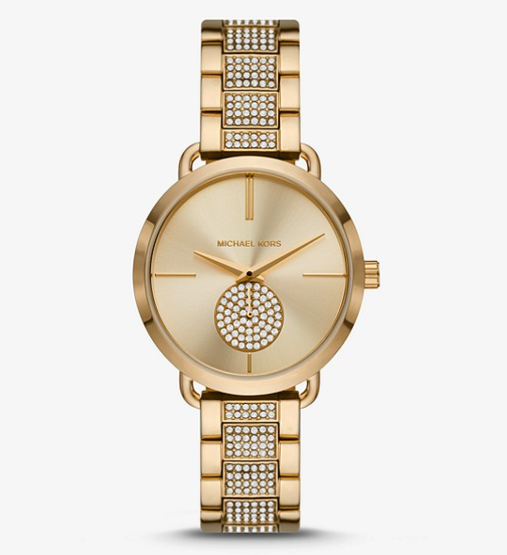 Mini Portia Pavé Gold-Tone Watch