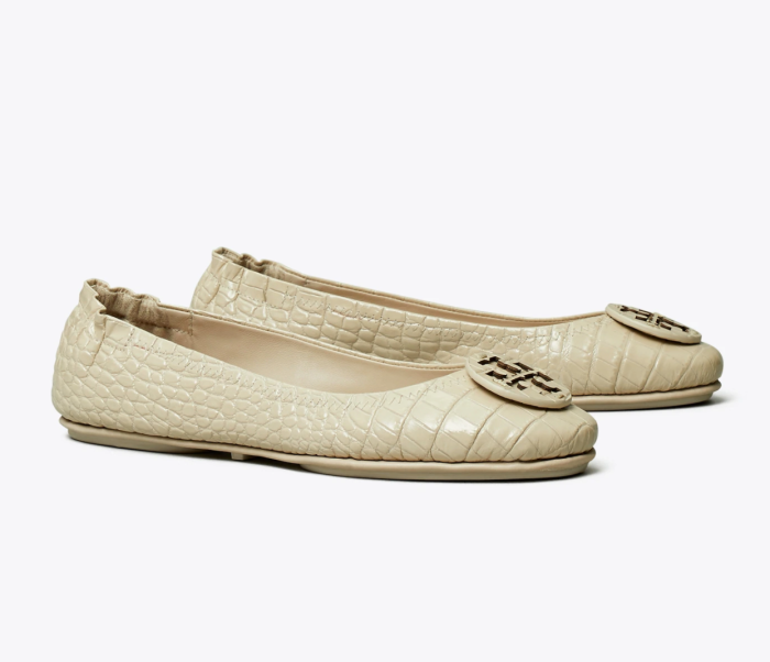 Minnie Travel Ballet Flat, Embossed Leather