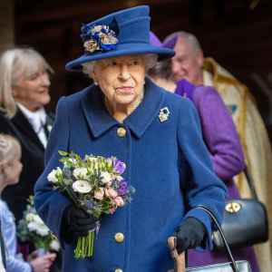 Queen Elizabeth II Uses Cane Attend Westminster Service