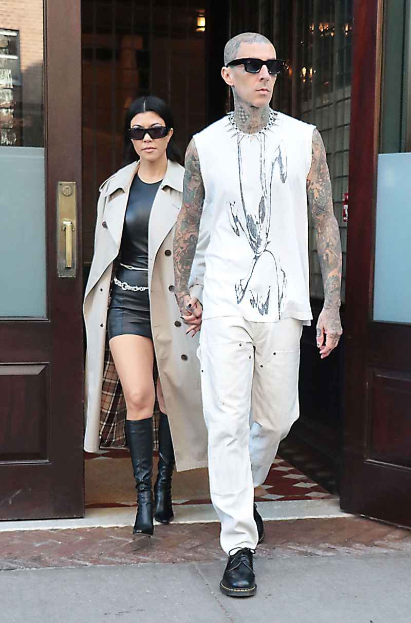 See Kourtney Kardashian Travis Barker Rocker Chic Couple Style