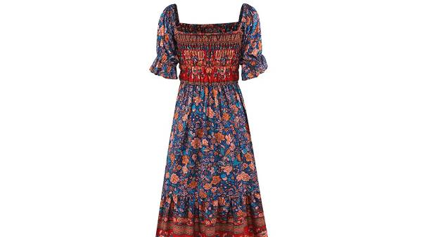 UIMLK Women's Square Neck Floral Midi Boho Dress