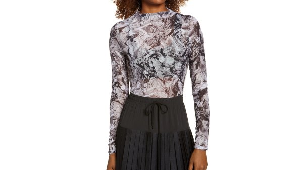 Zella Women's Sheer Luck Long Sleeve Mesh T-Shirt