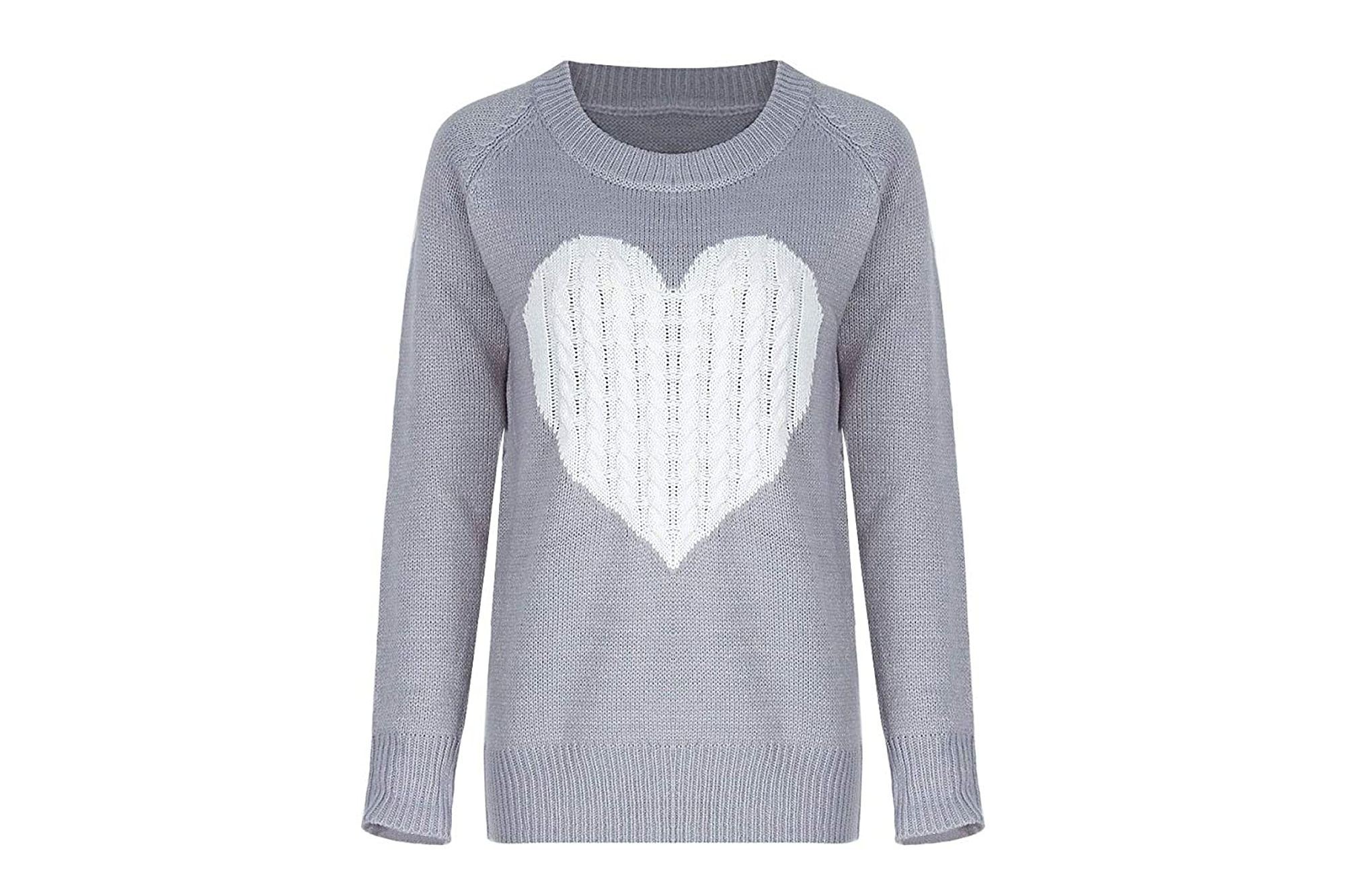shermie Women's Pullover Long Sleeve Crewneck Heart Knit Sweater