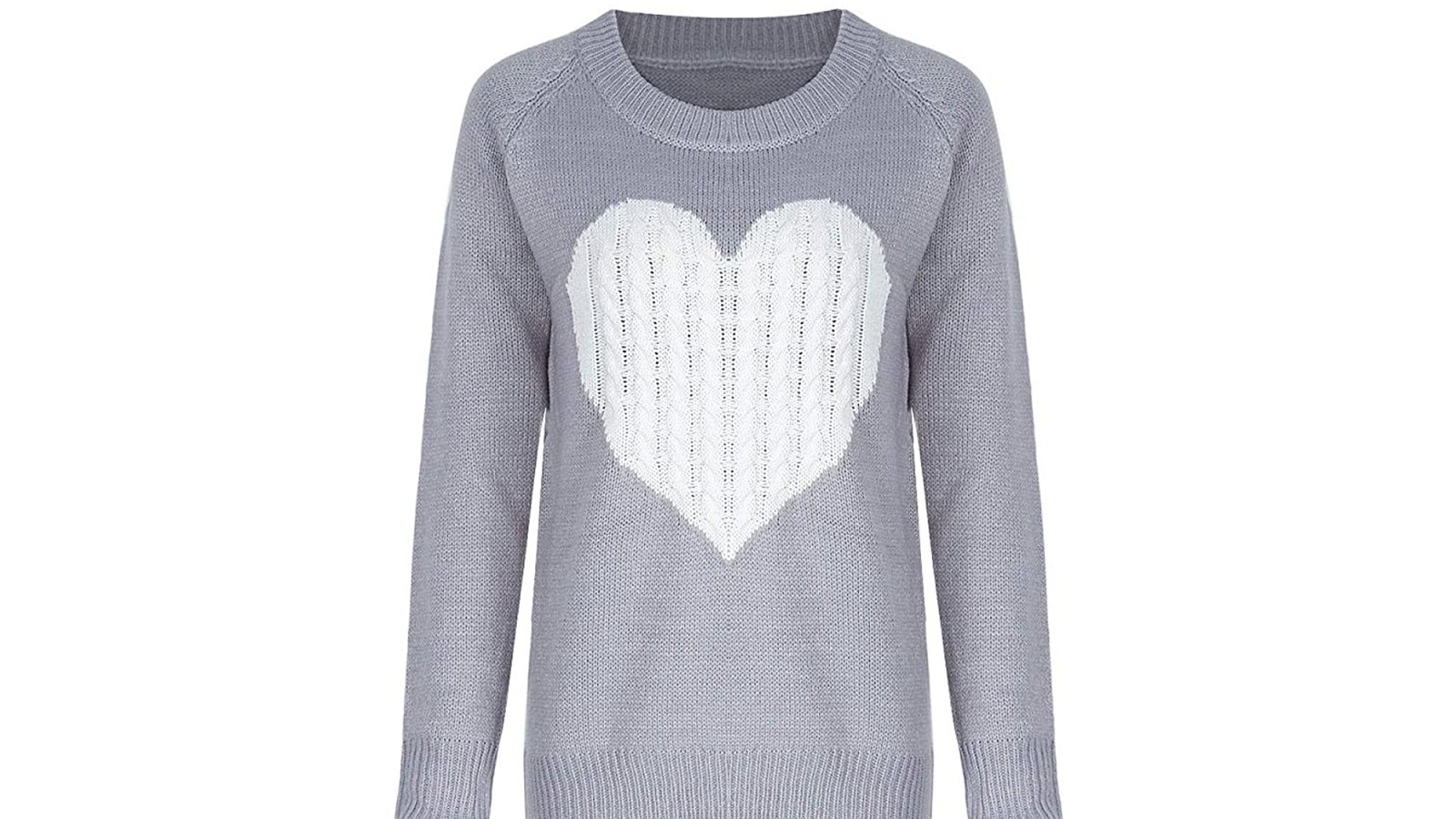 shermie Women's Pullover Long Sleeve Crewneck Heart Knit Sweater