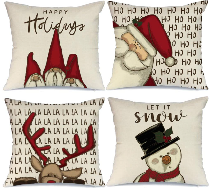 AENEY Christmas Decorations Pillow Covers 18x18 Set of 4