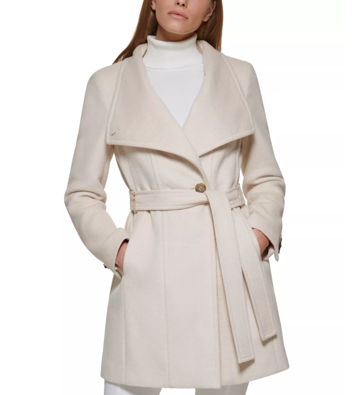 Calvin Klein Women's Asymmetrical Belted Wrap Coat
