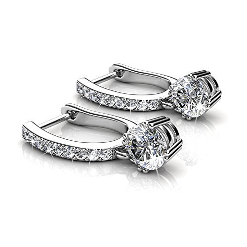 Cate & Chloe McKenzie 18k White Gold Plated Dangling Earrings with Swarovski Crystals