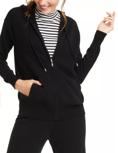 Charter Club Cashmere Zip-Front Hoodie