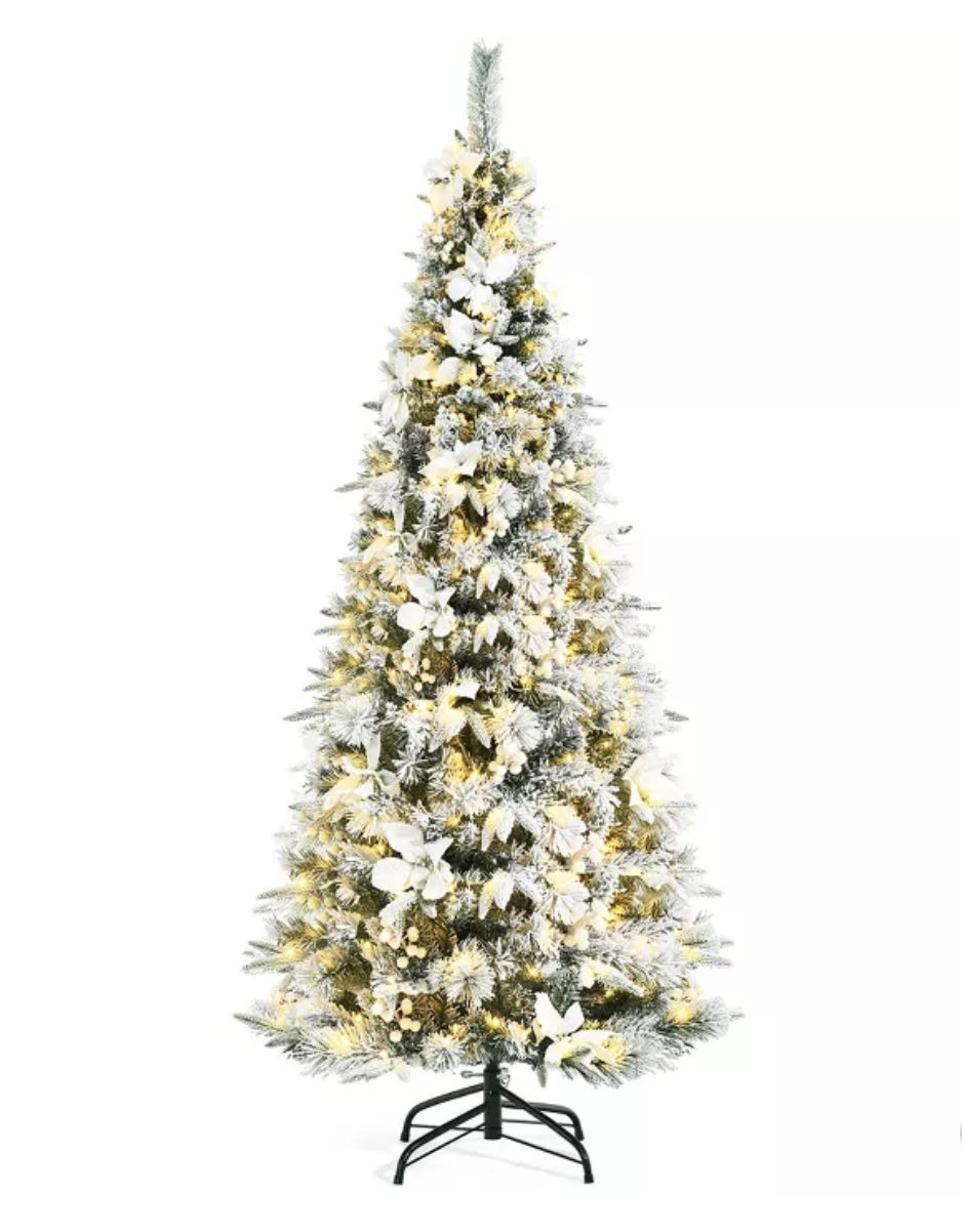 Costway Pre-lit Snow Flocked Christmas Tree