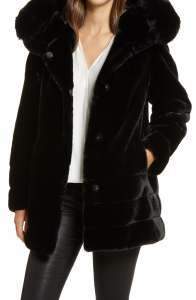 Gallery Hooded Faux Fur Coat